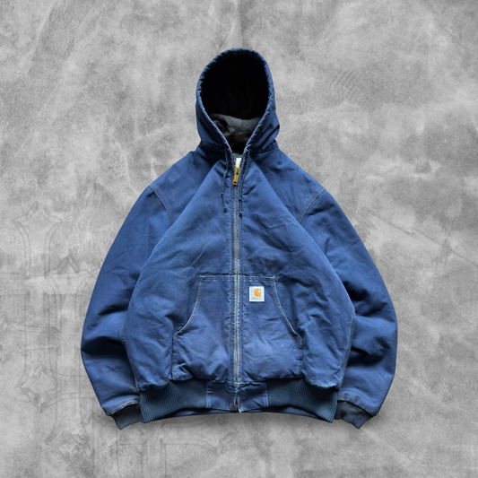 Navy Blue Hooded Carhartt Jacket 1990s (L)