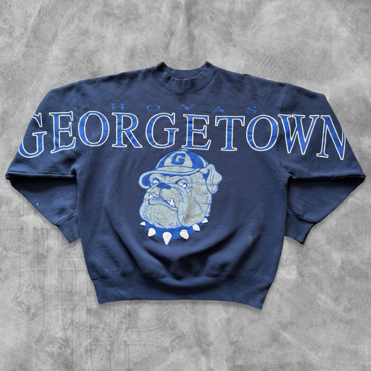 Navy Blue George Town Hoyas Spell Out Sweatshirt 1990s (L)