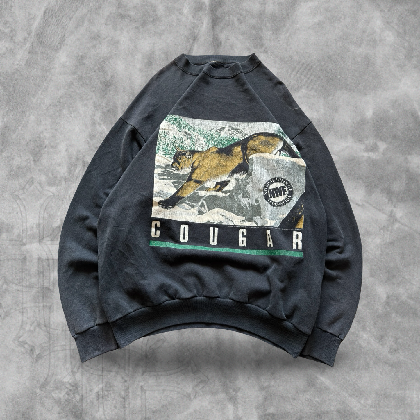 Faded Black Cougar Sweatshirt 1990s (M)