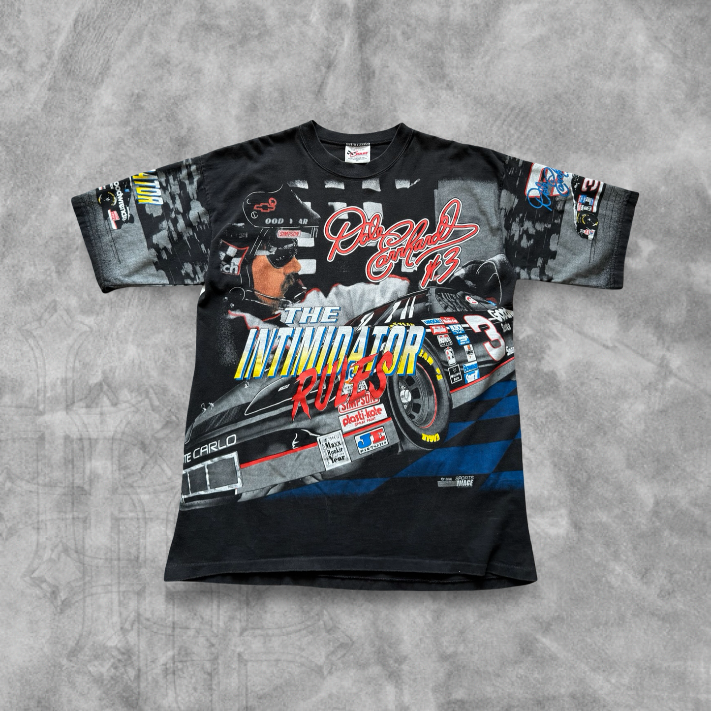 Black Dale Earnhardt All Over Print Shirt 1990s (XL)