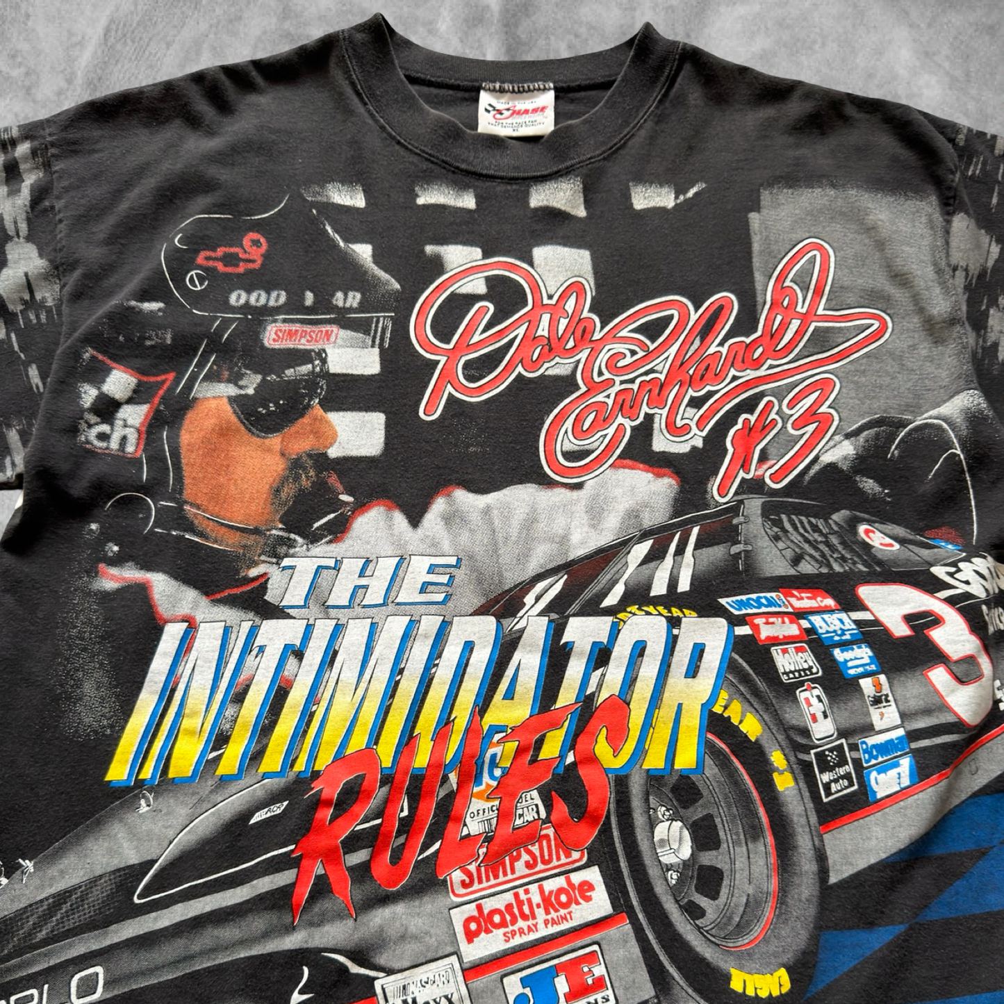 Black Dale Earnhardt All Over Print Shirt 1990s (XL)