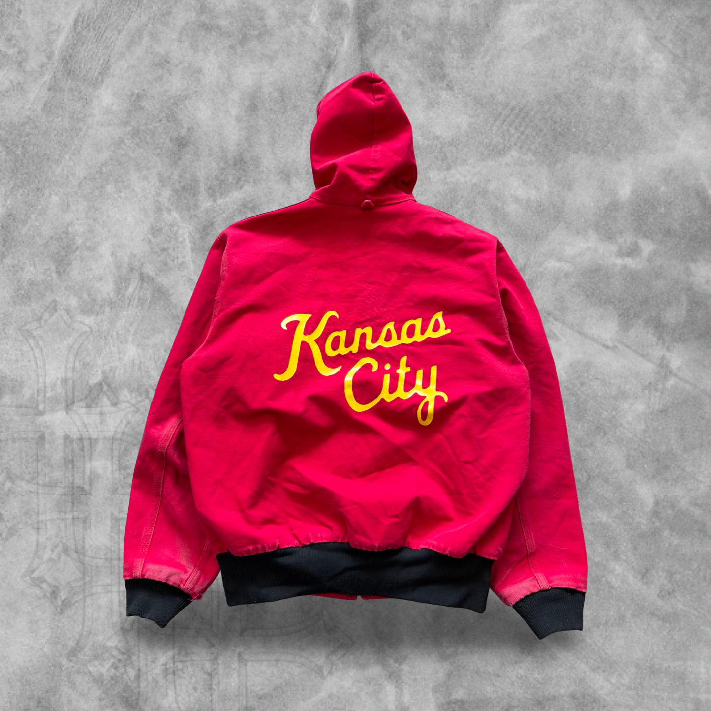 Cherry Red Kansas City Carhartt Hooded Jacket 1990s (M)
