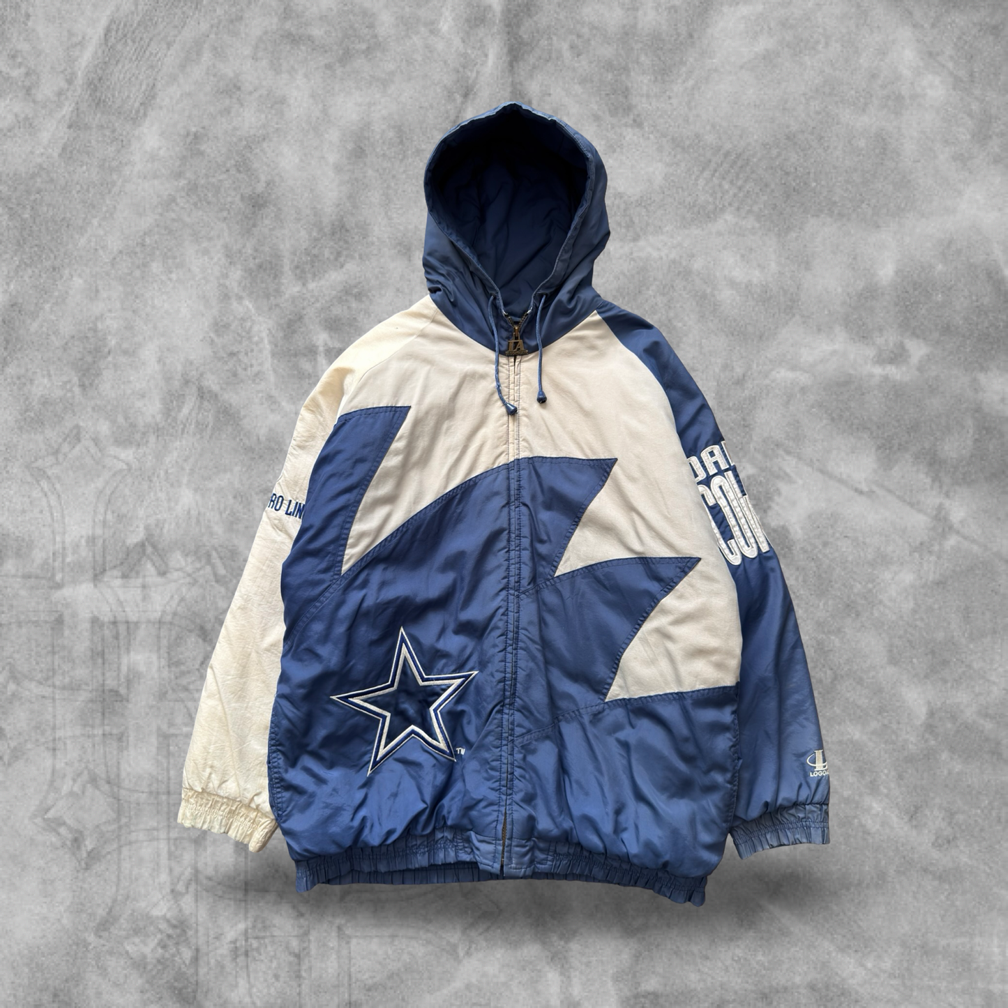 Blue/White Dallas Cowboys Sharktooth Logo Athletic Jacket 1990s (L)
