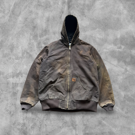 Faded Mocha Brown Carhartt Hooded Jacket 2000s (L)