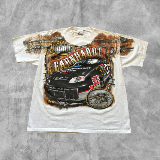 White Dale Earnhardt Barbwire Aop Shirt 1990s (XL)
