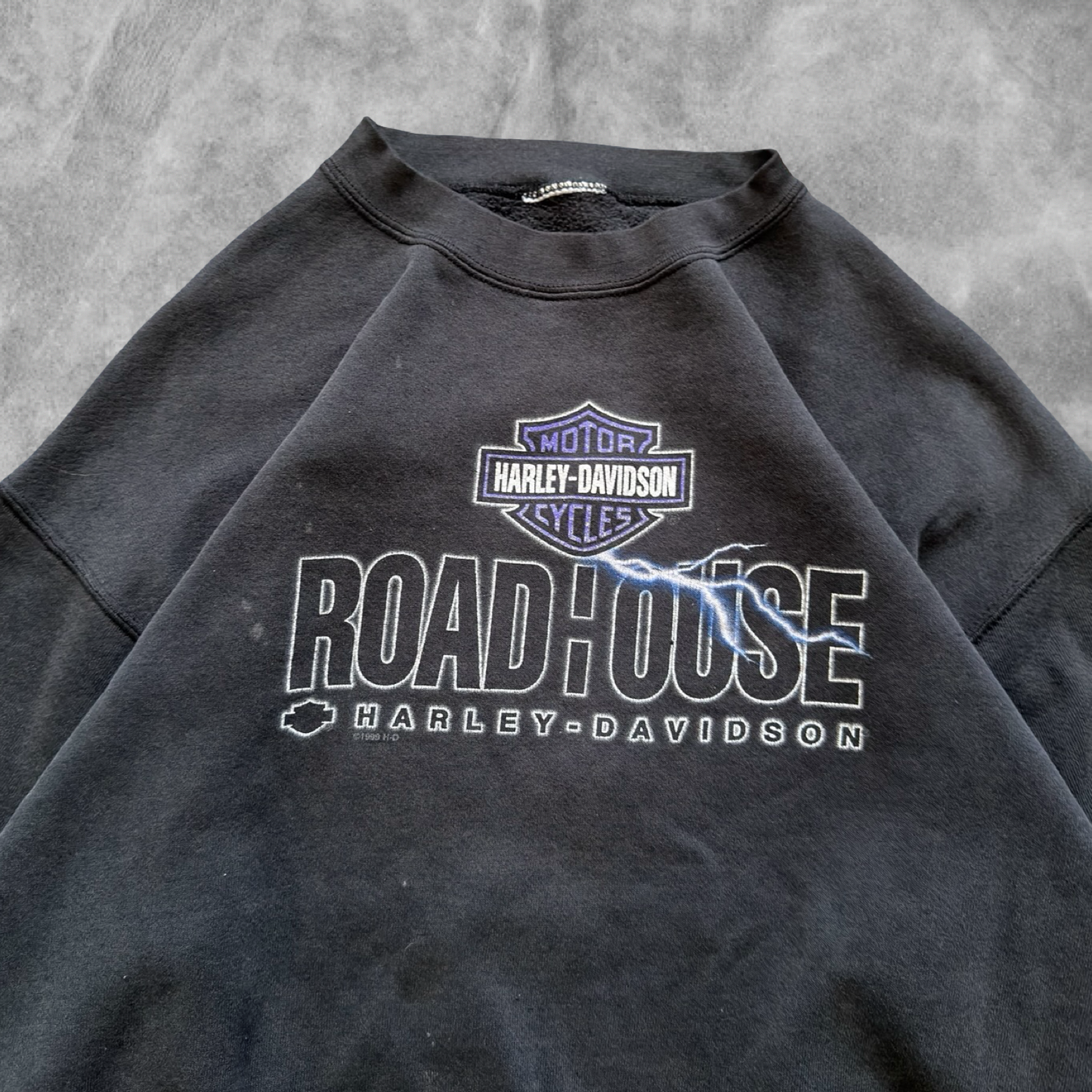 Faded Black Harley Davidson Roadhouse Sweatshirt 1990s (M)