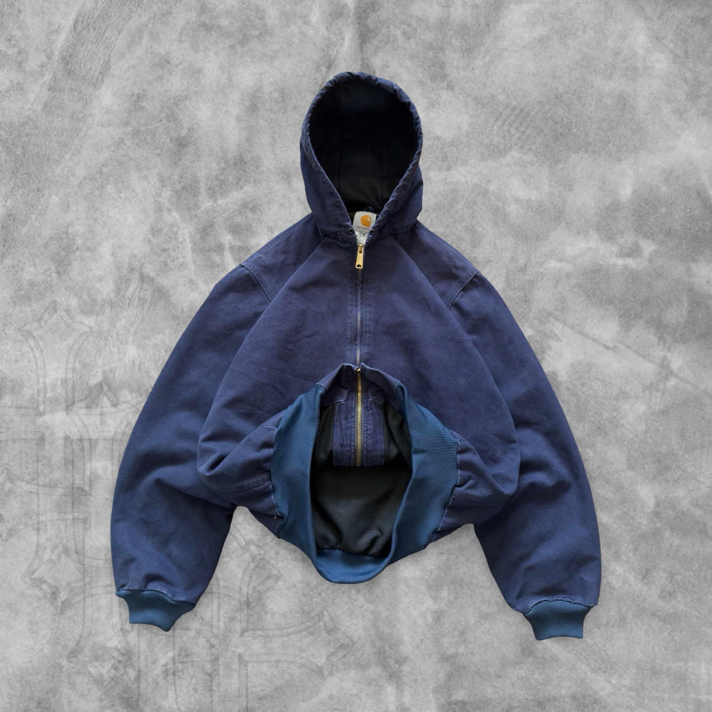 Navy Blue Hooded Carhartt Jacket 2000s (M)