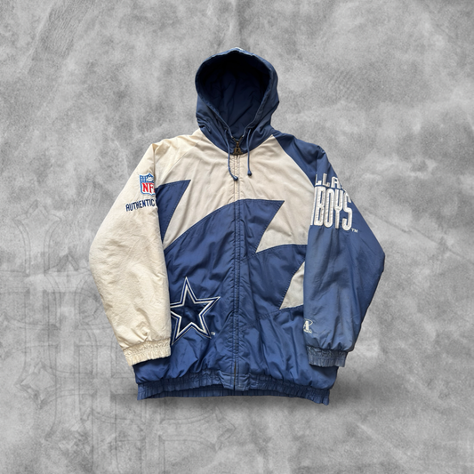 Blue/White Dallas Cowboys Sharktooth Logo Athletic Jacket 1990s (L)