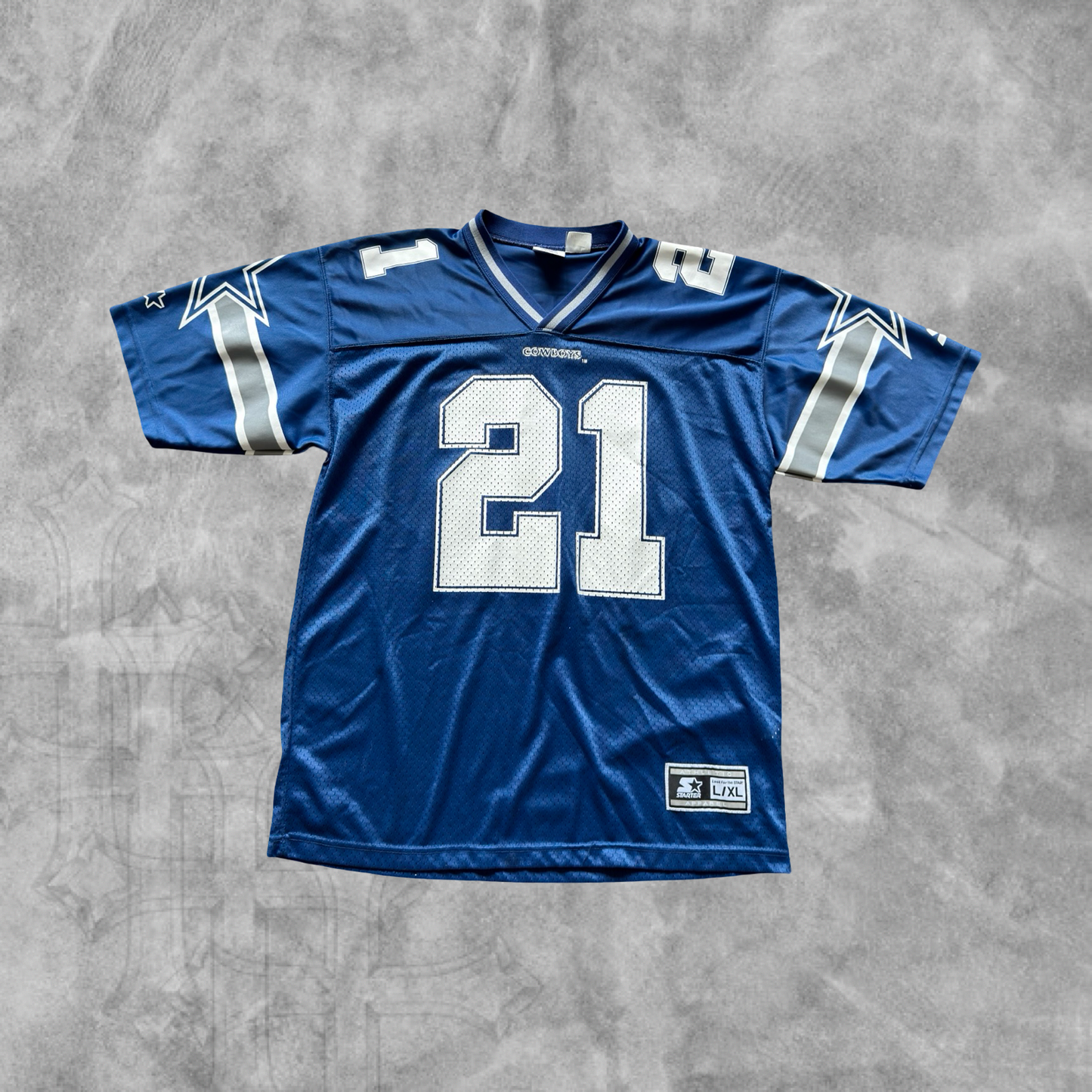 Blue Deion Sanders Cowboys Stater Jersey 1990s (L)
