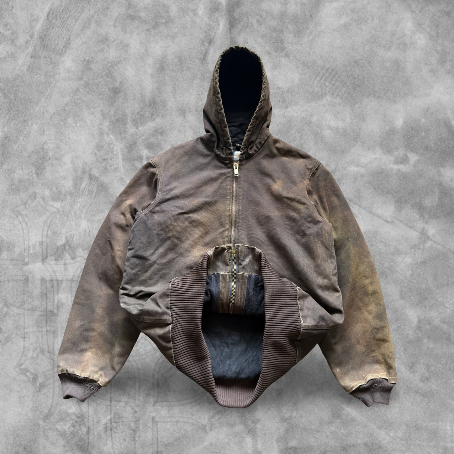 Faded Mocha Brown Carhartt Hooded Jacket 2000s (L)