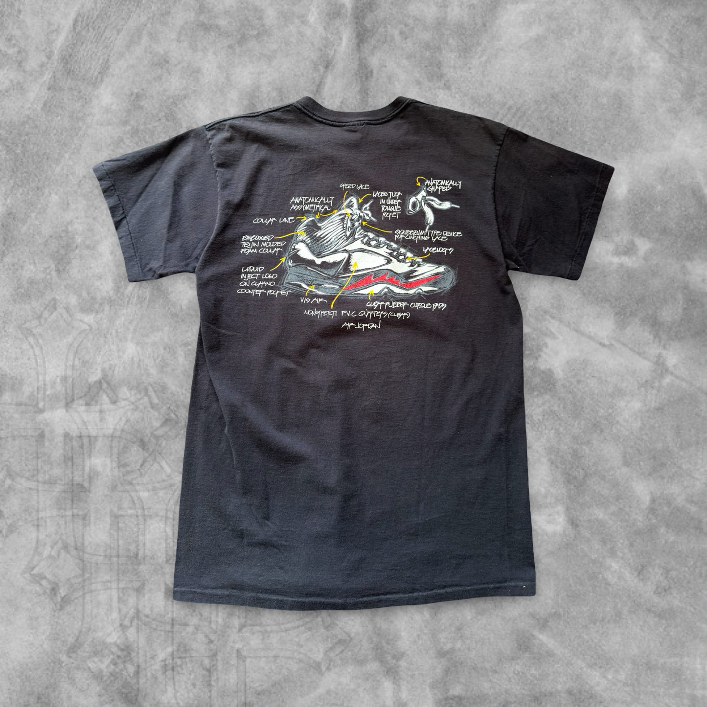 Faded Black Nike Air Jordan 5 Shirt 1990s (XL)