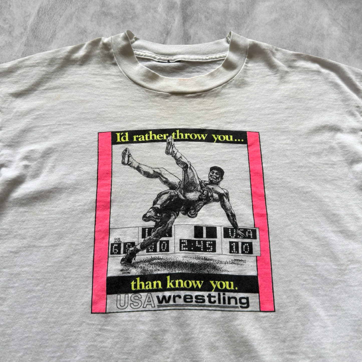 White USA Wrestling Shirt 1990s (L)