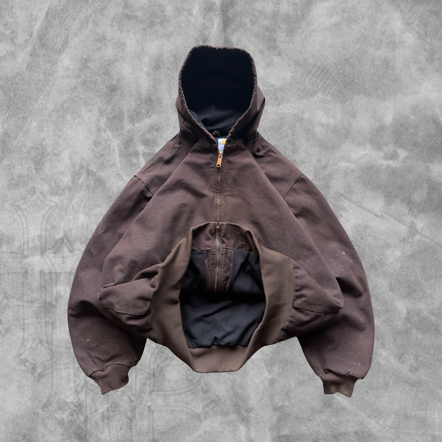 Chocolate Brown Carhartt Hooded Jacket 1990s (XXL)