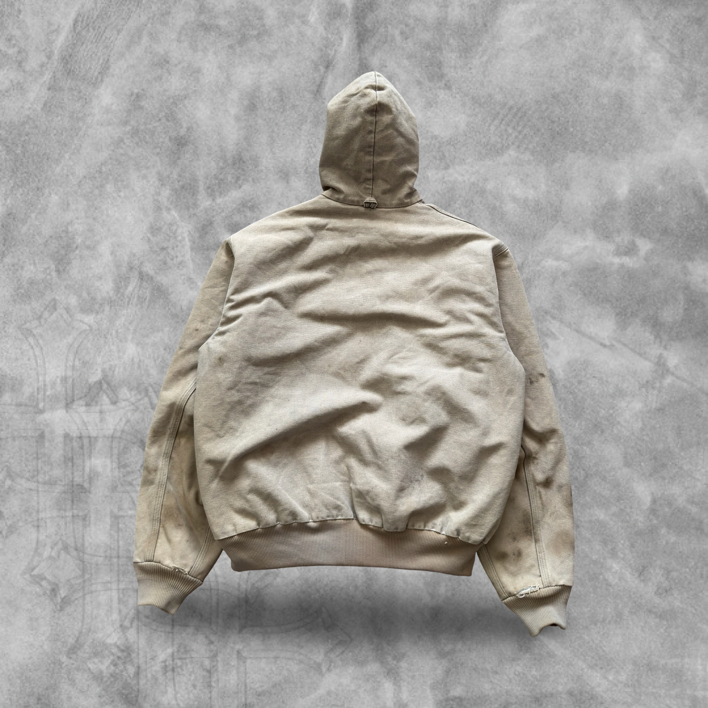 Faded Distressed Desert Tan Carhartt Hooded Jacket 2000 (L)