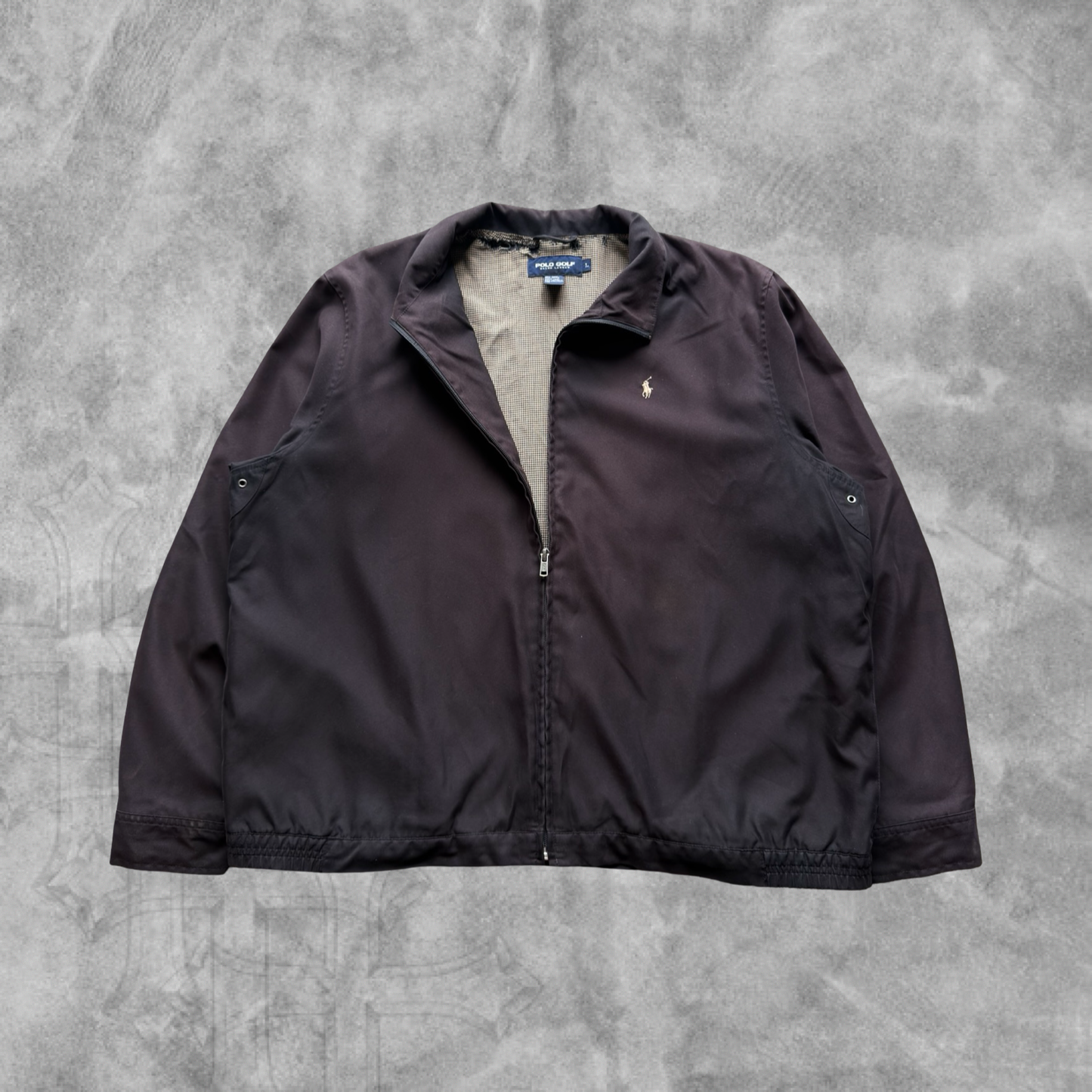 Black Polo Ralph Lauren Golf Harrington Jacket 1990s (XL)