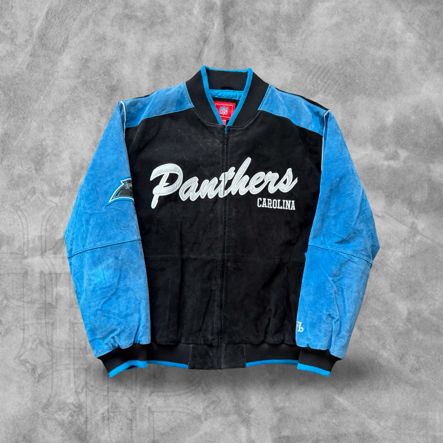 Black Suede Carolina Panthers Jacket 1998 (XL)