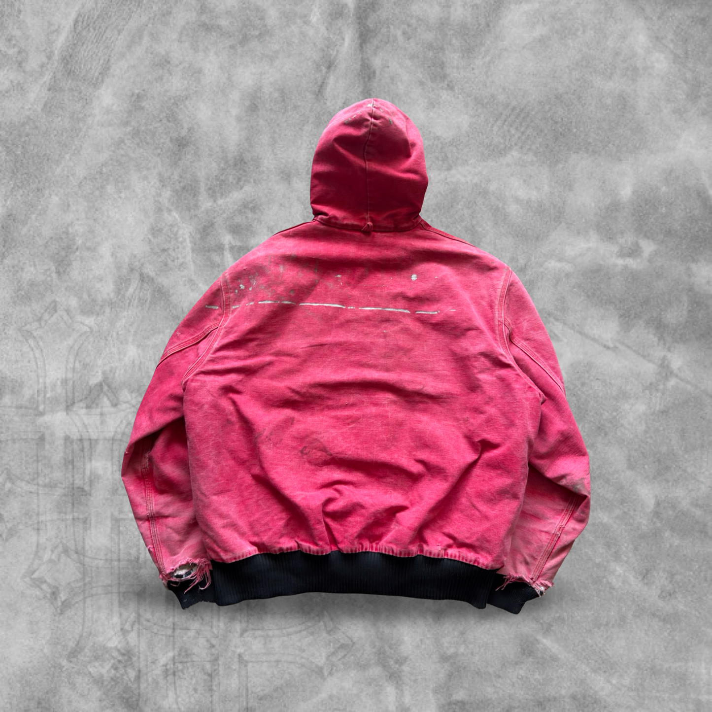 Faded Distressed Red Carhartt Hooded Jacket 1990s (XL)