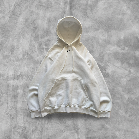 White Nike Center Swoosh Hoodie 2000s (L)