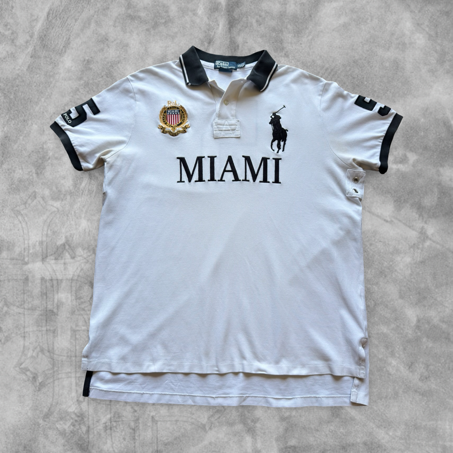 White Miami Polo Ralph Lauren Polo Shirt 2000s (XL)