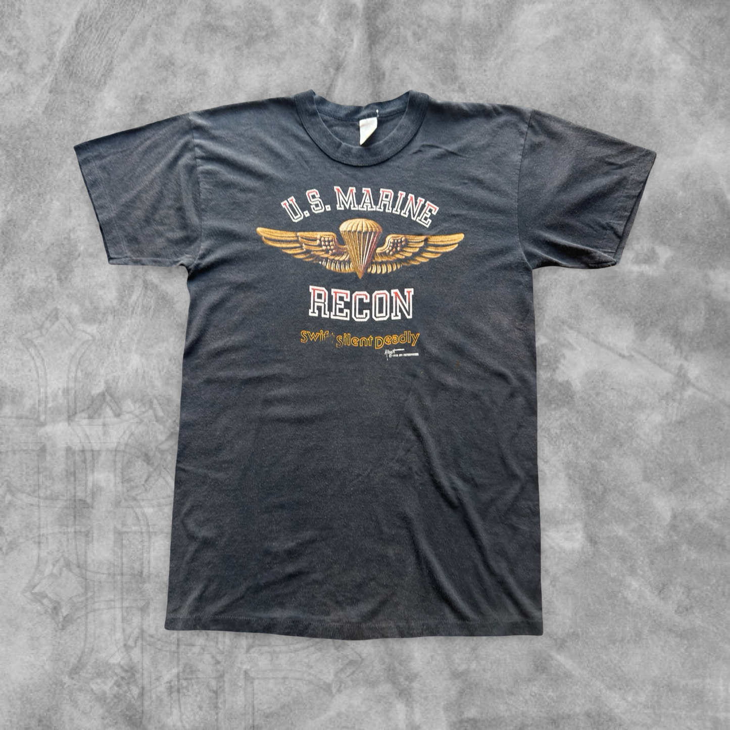 Faded Black U.S Marine Special Forces Shirt 1988 (S)