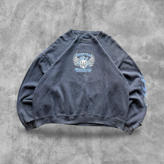 Faded Distressed Black Bike Week Choppers Sweatshirt 1990s