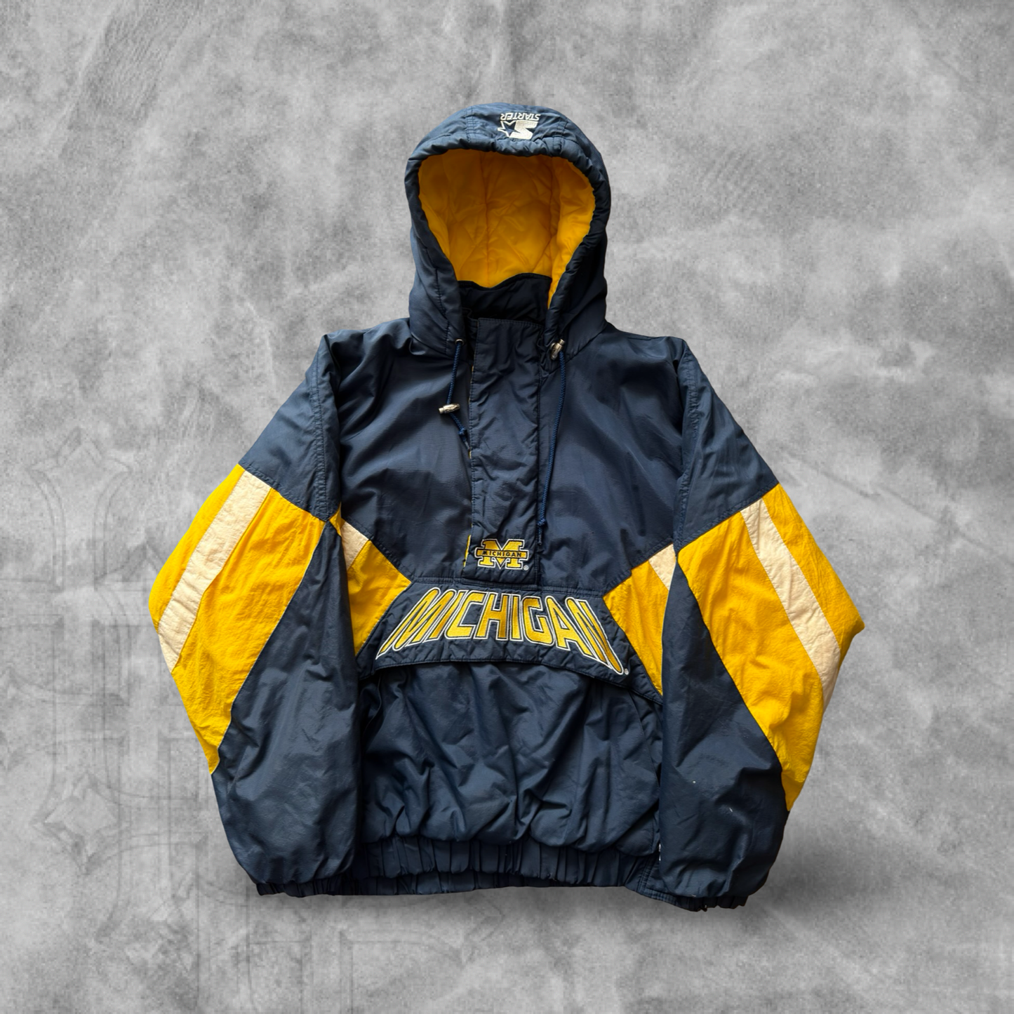 Navy Blue Michigan Wolverines Starter Jacket 1990s (L)