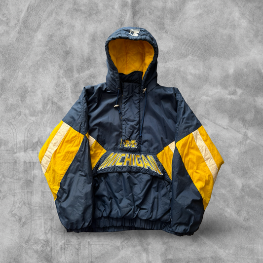 Navy Blue Michigan Wolverines Starter Jacket 1990s (L)