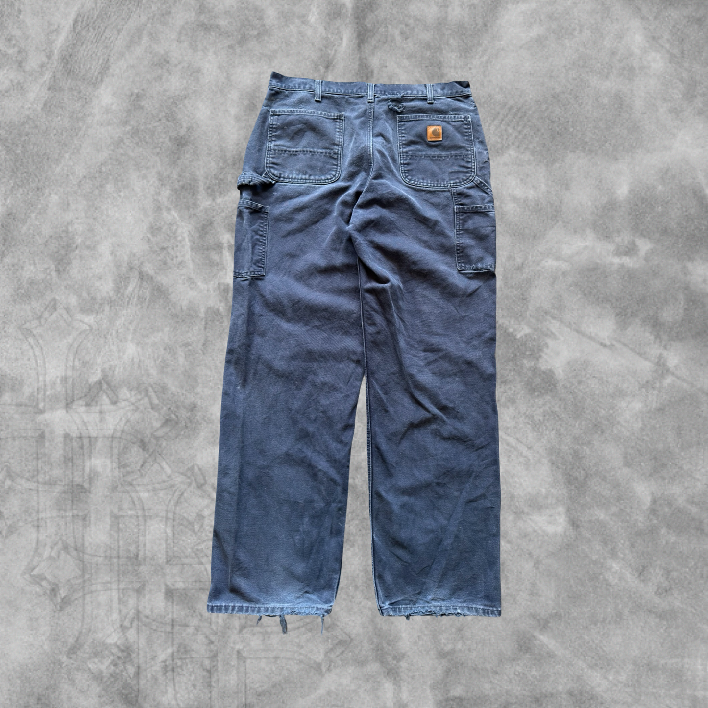 Faded Distressed Carbon Blue Carhartt Carpenter Pants 1990s (34x31)