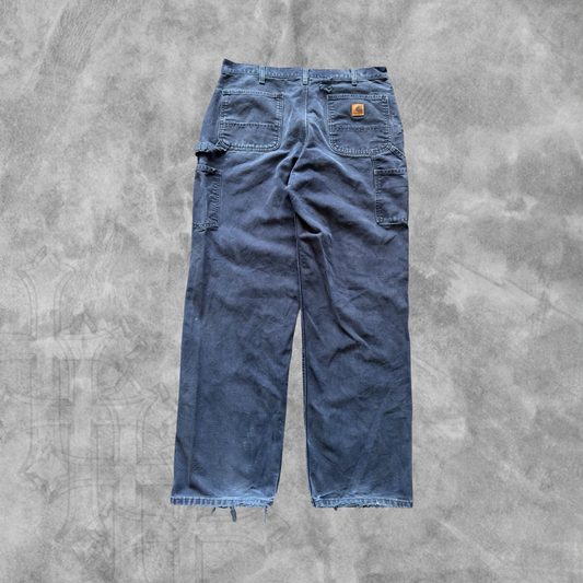 Faded Distressed Carbon Blue Carhartt Carpenter Pants 1990s (34x31)