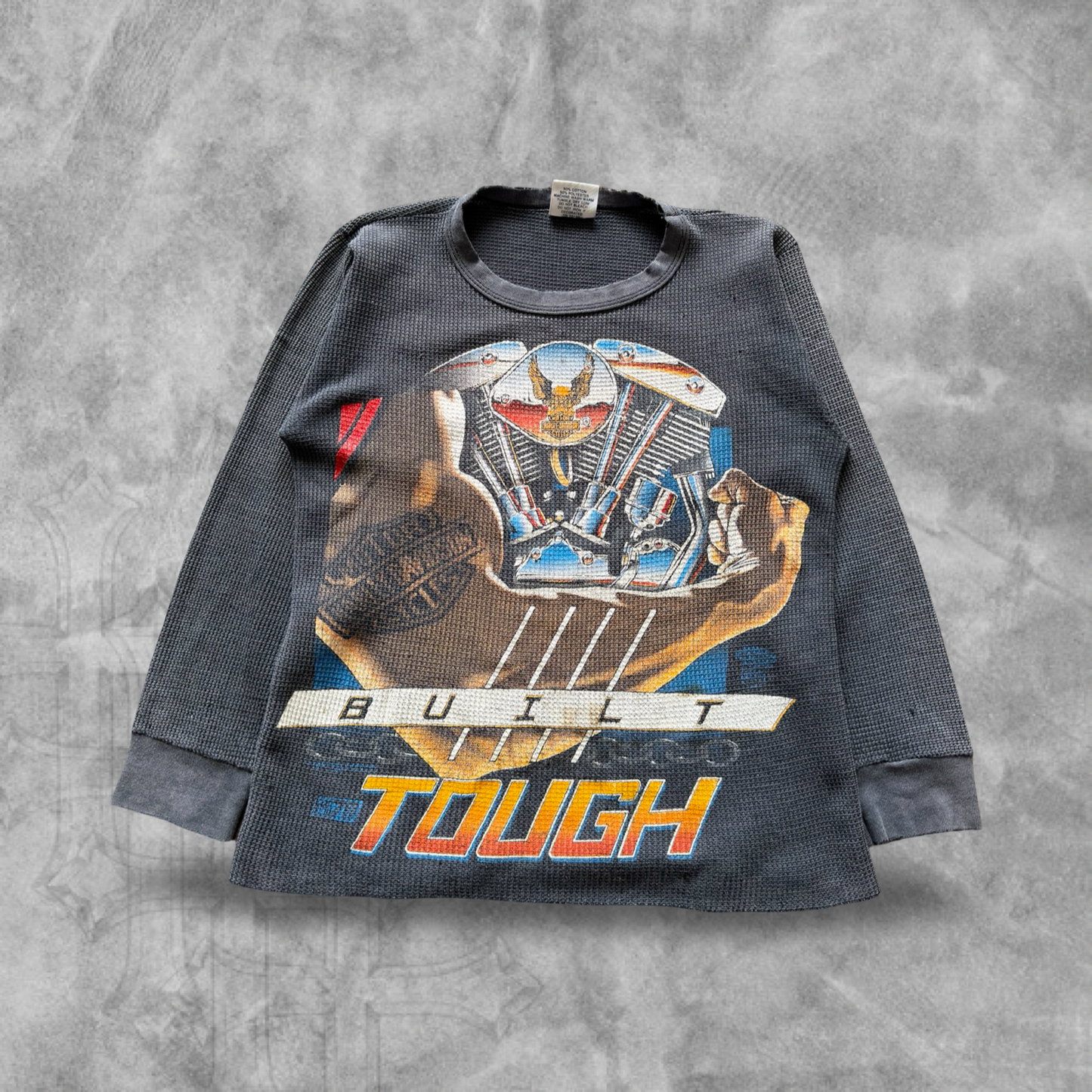 Gray Harley Davidson Built Tough Thermal Shirt 1980s (M)