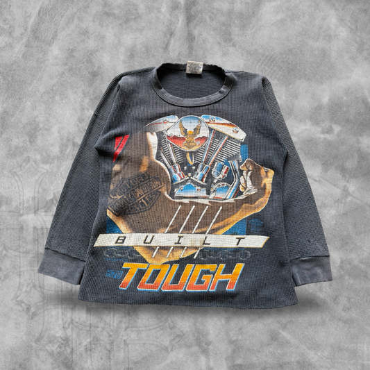 Gray Harley Davidson Built Tough Thermal Shirt 1980s (M)