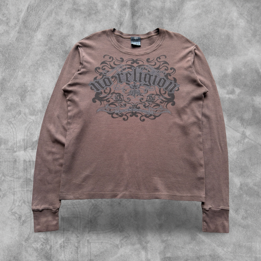 Light Brown No Religion Thermal Shirt 2000s (L)
