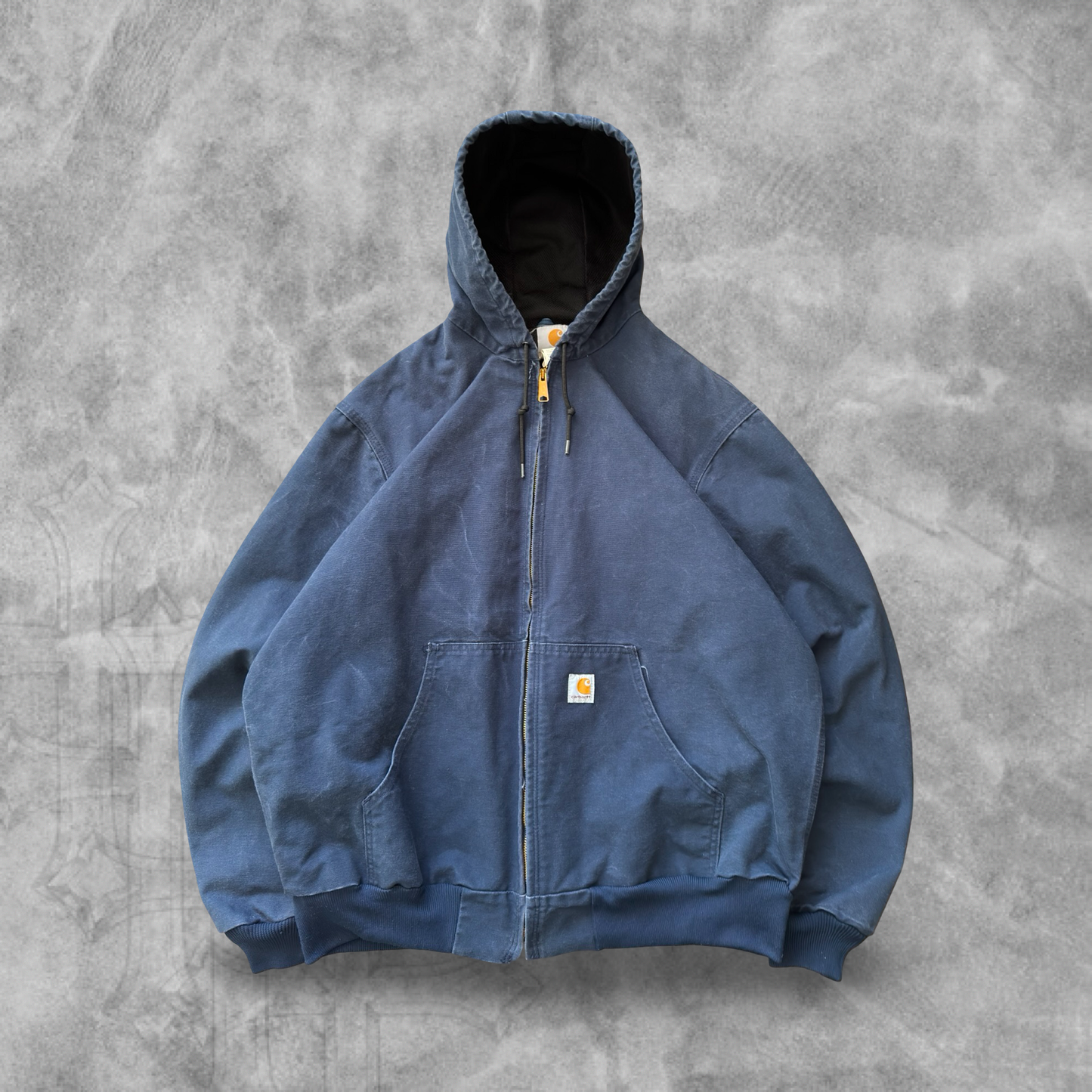 Navy Blue Hooded Carhartt Jacket 1990s (XL)