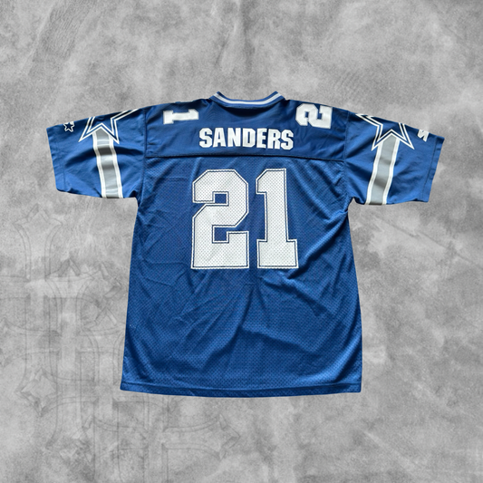 Blue Deion Sanders Cowboys Stater Jersey 1990s (L)