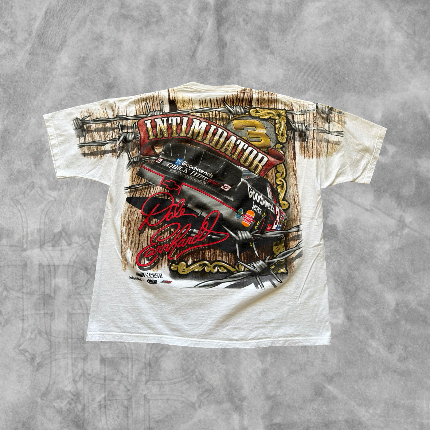 White Dale Earnhardt Barbwire Aop Shirt 1990s (XL)