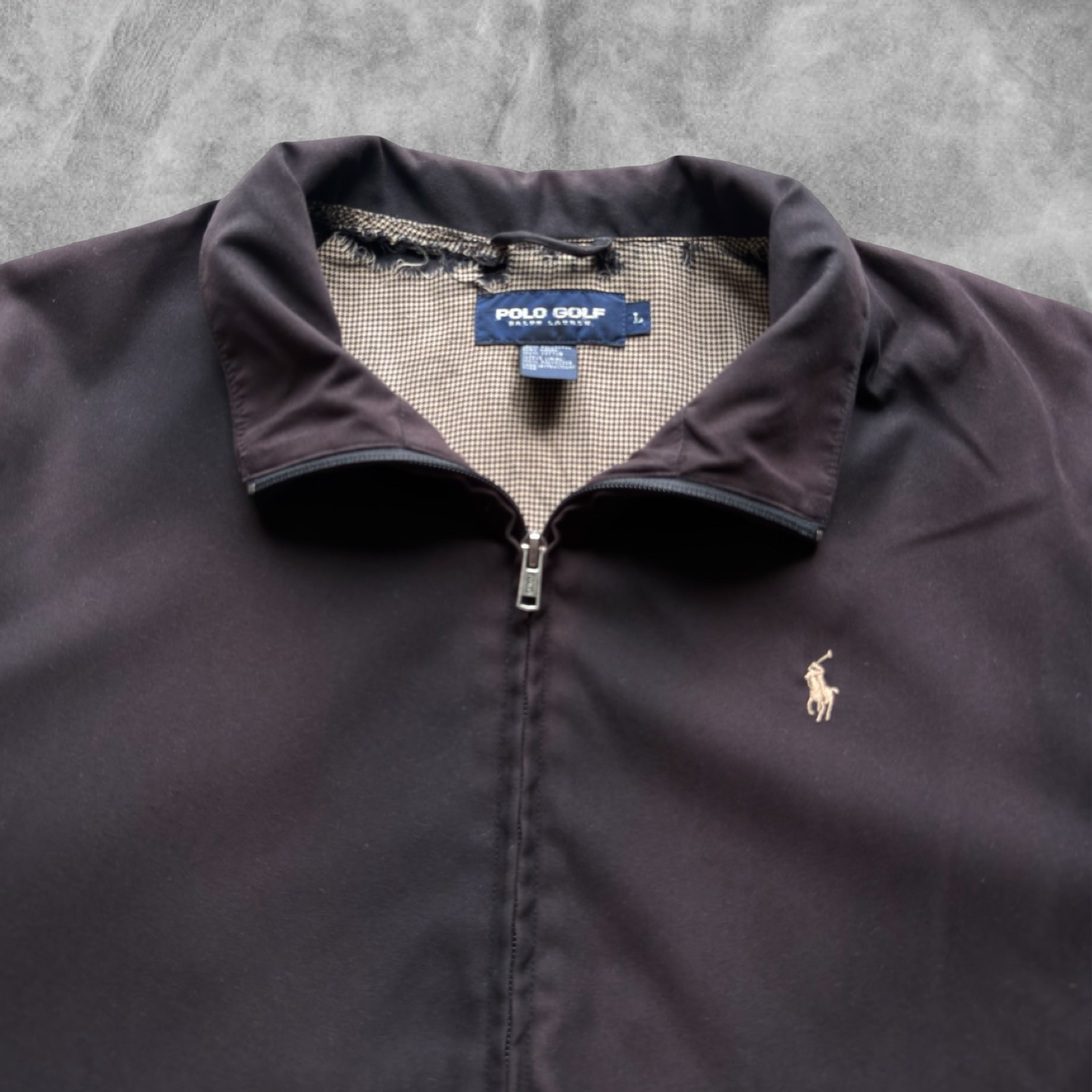 Black Polo Ralph Lauren Golf Harrington Jacket 1990s (XL)
