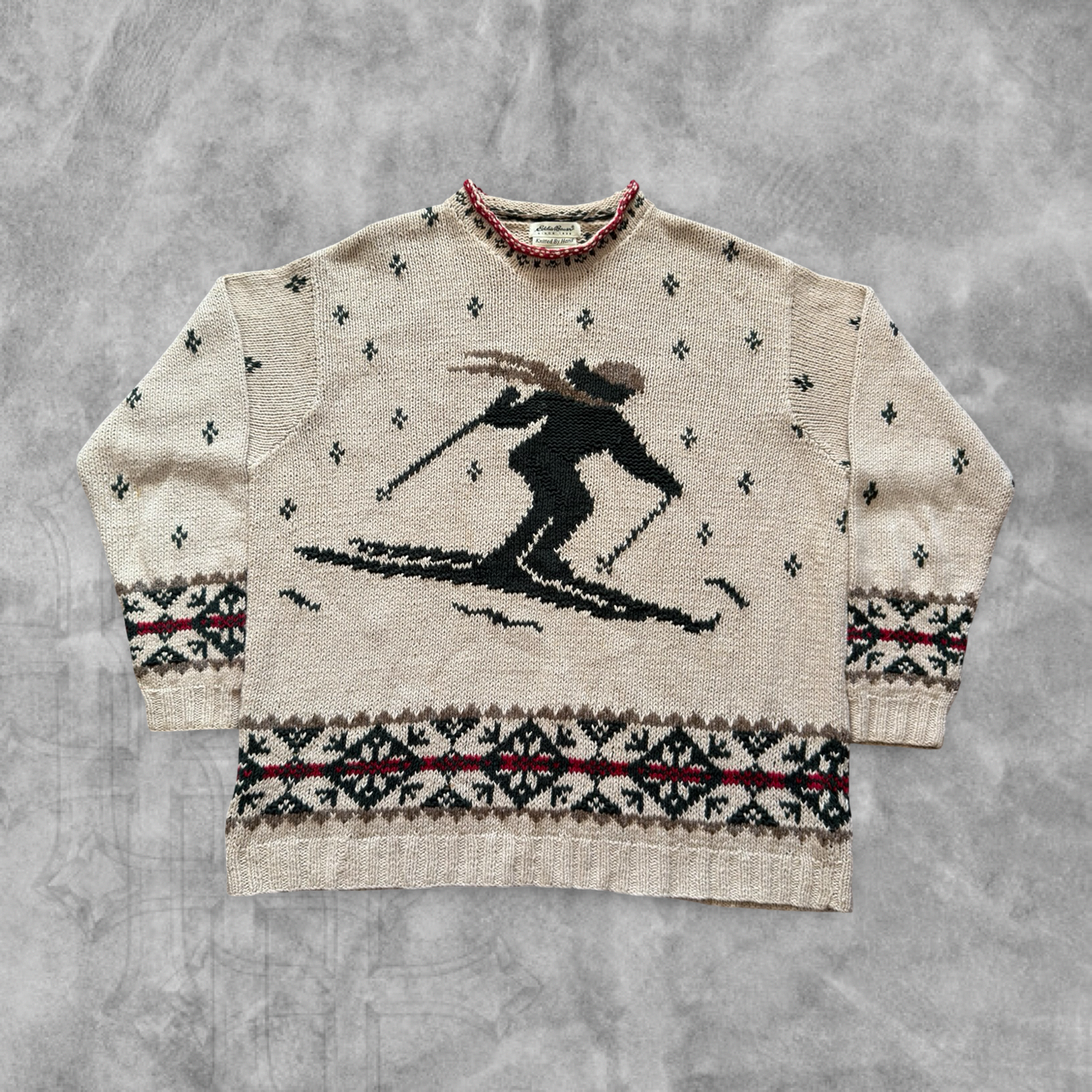 Cream Eddie Bauer Nordic Skier Sweater 1990s (XL)