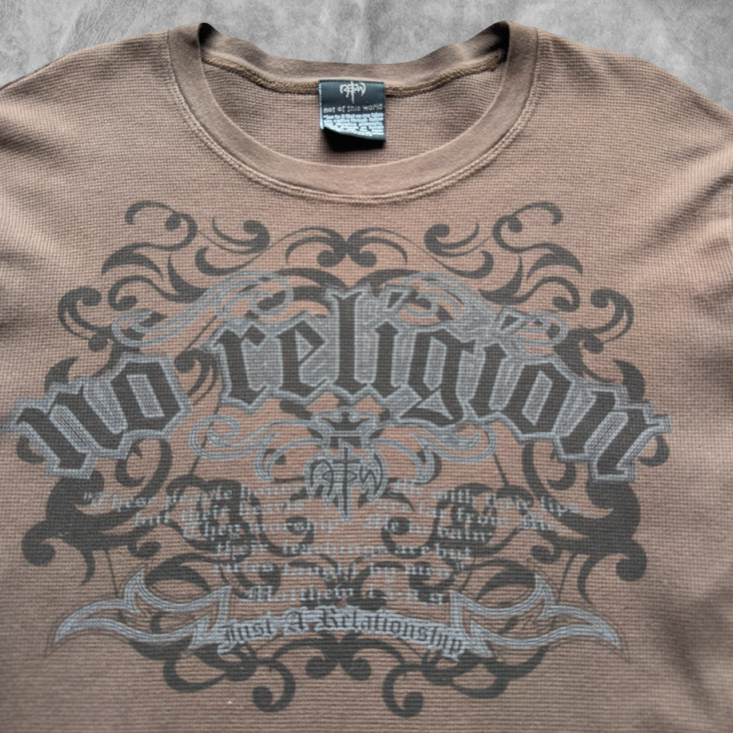 Light Brown No Religion Thermal Shirt 2000s (L)