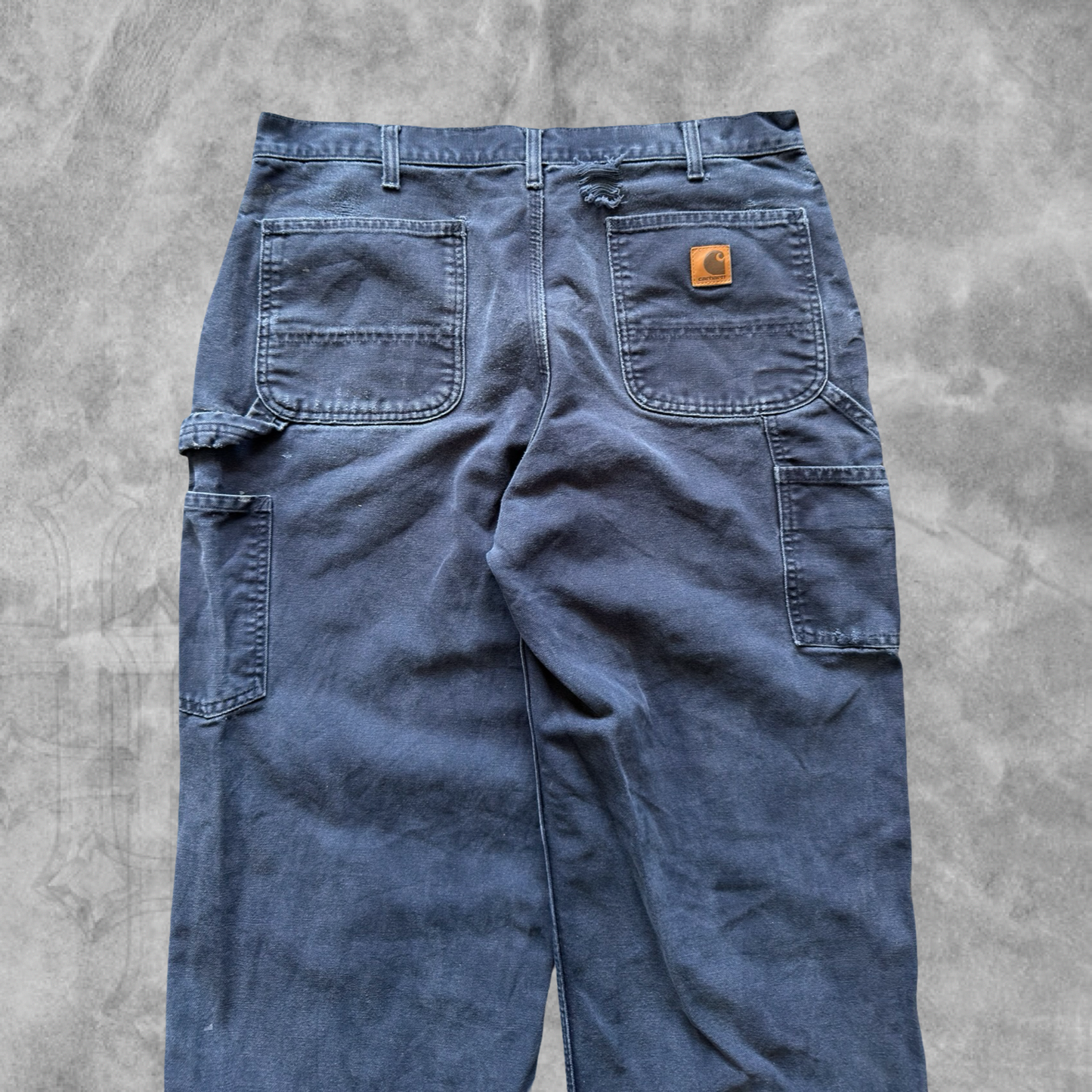 Faded Distressed Carbon Blue Carhartt Carpenter Pants 1990s (34x31)