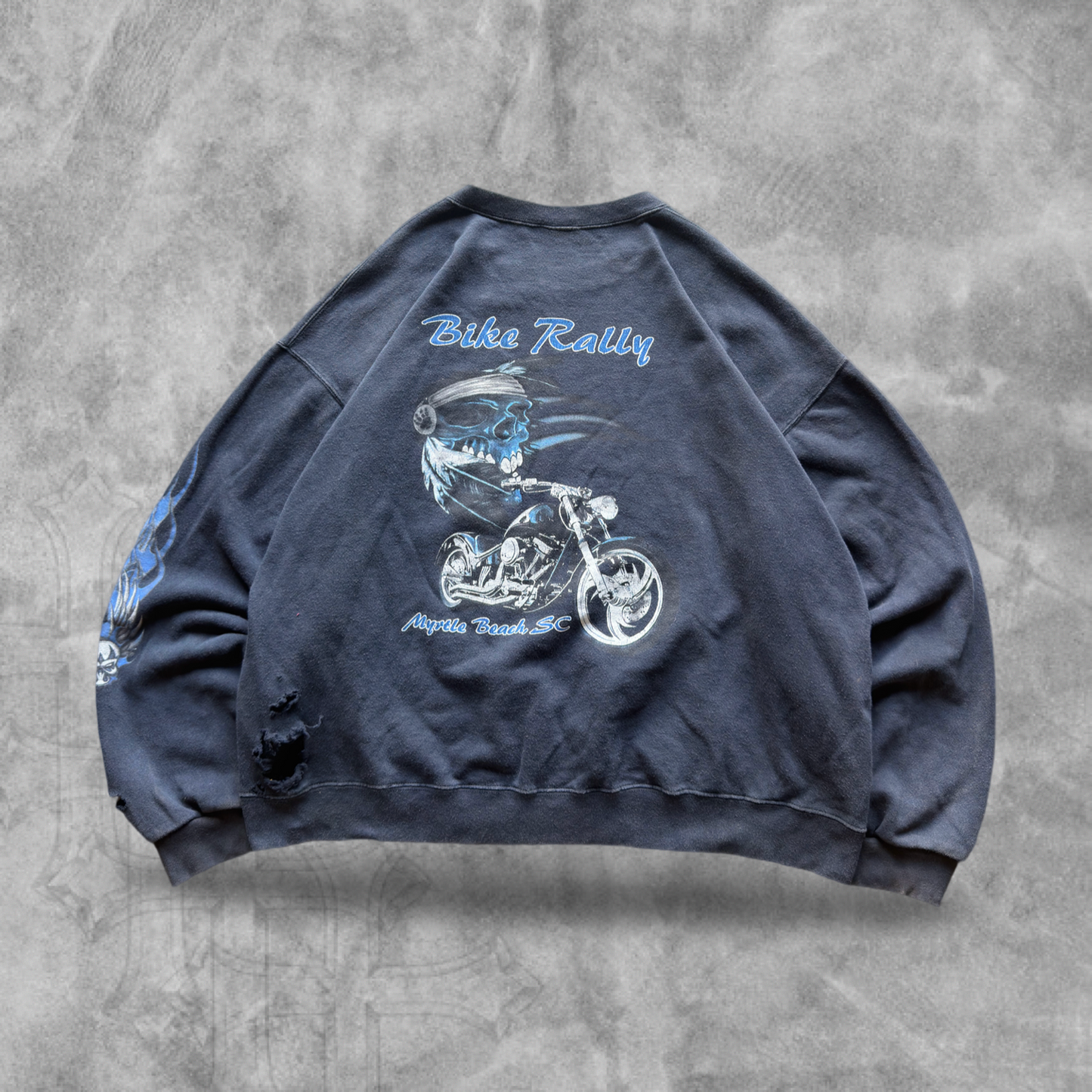 Faded Distressed Black Bike Week Choppers Sweatshirt 1990s