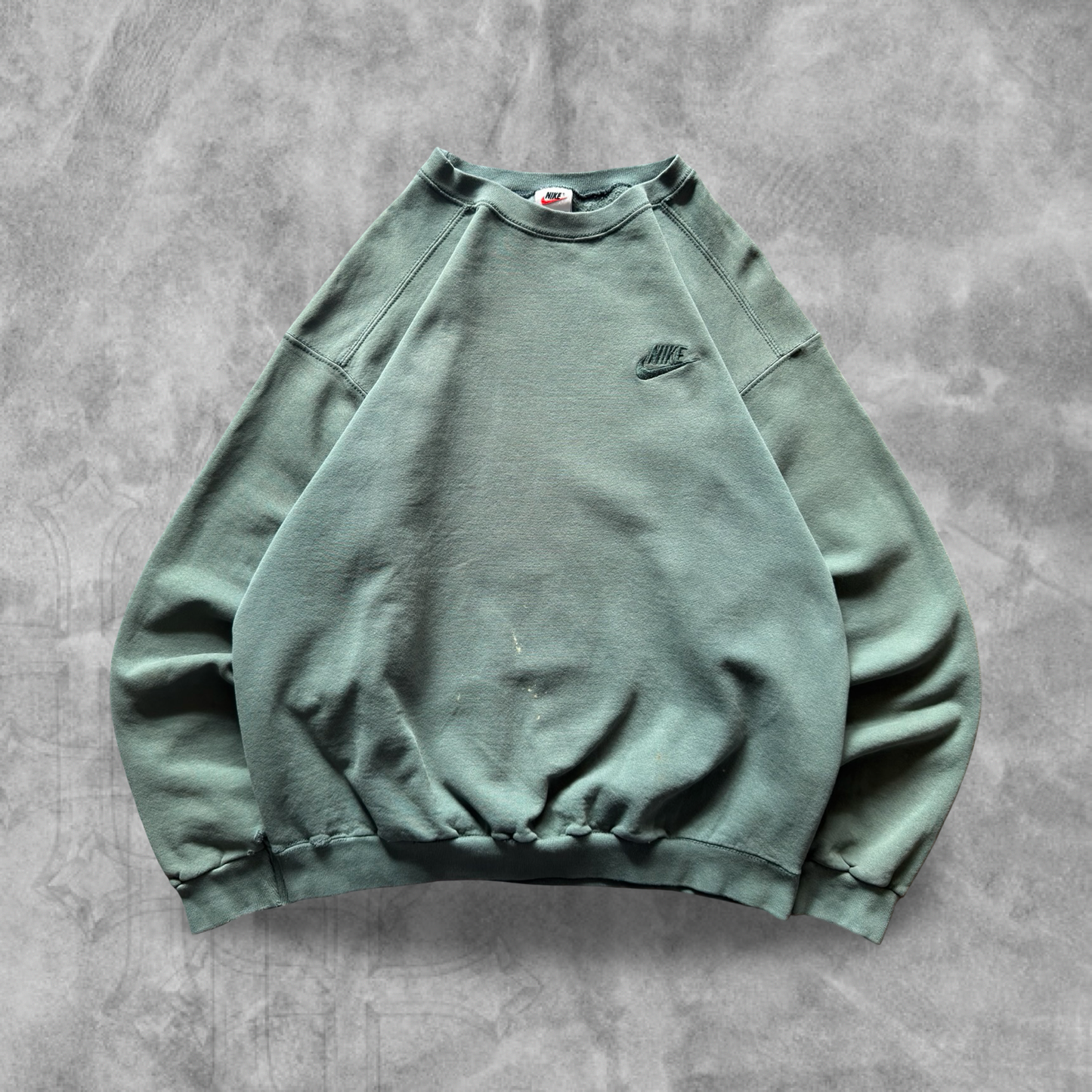 Faded Olive Green Nike Tonal Sweatshirt 1990s (M)