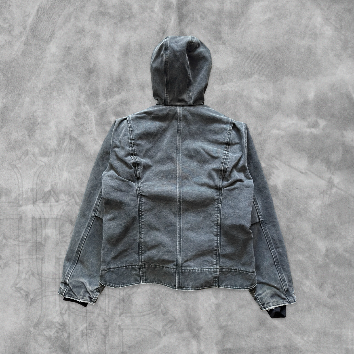Charcoal Gray Carhartt Fleece Lined Hooded Jacket 2000s (S)