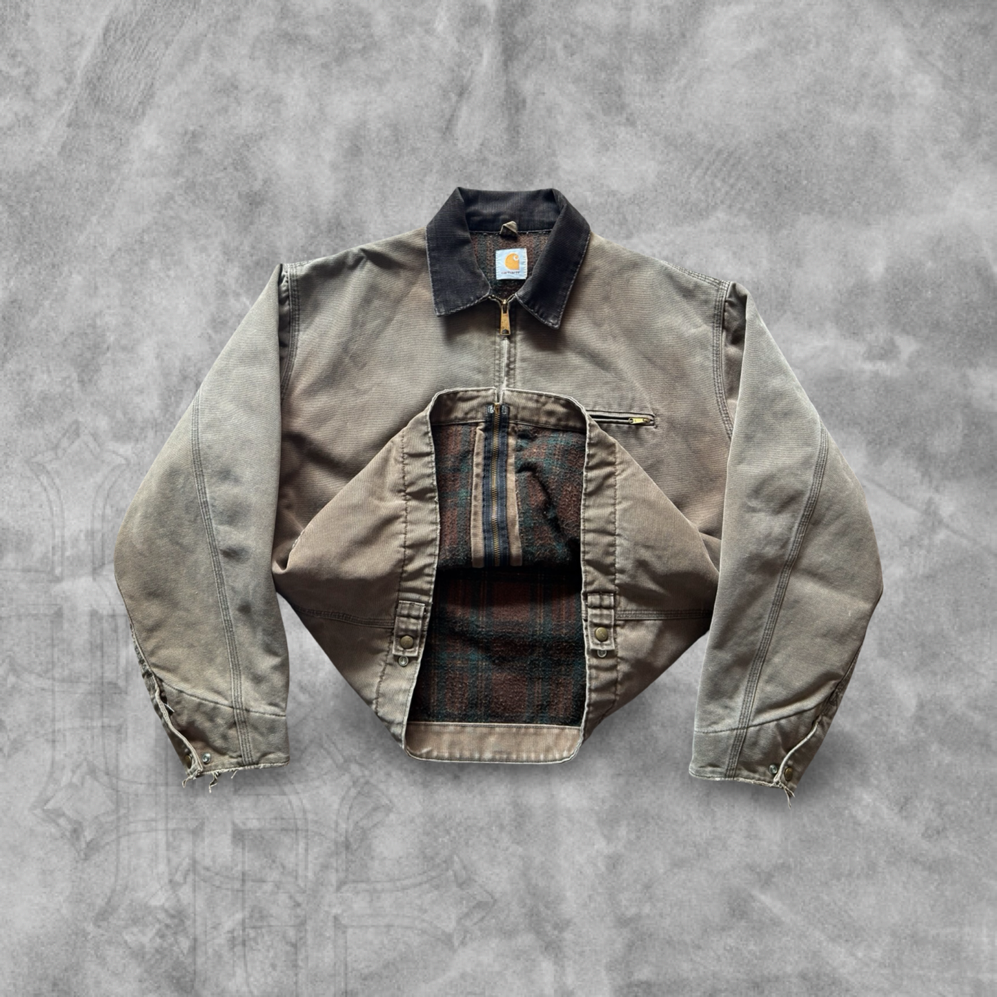 Faded Distressed Mocha Brown Carhartt Detroit Jacket 1990s (XL)