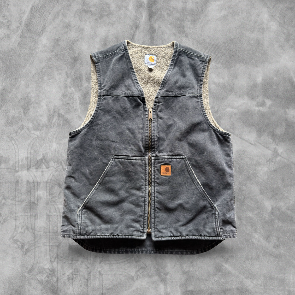Charcoal Gray Carhartt Sherpa Lined Vest 2000s (M)