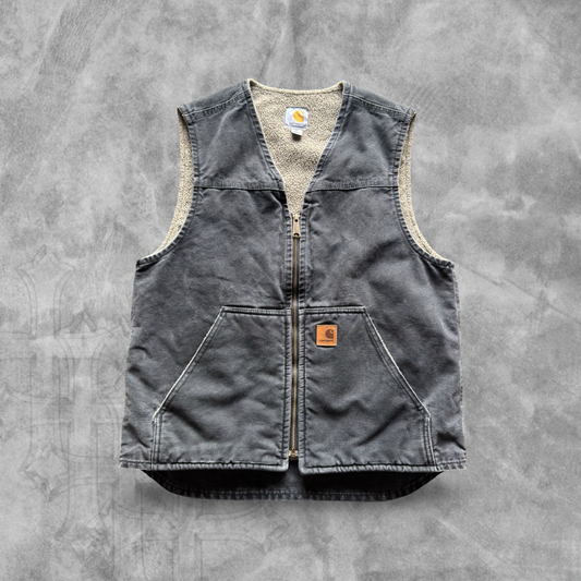 Charcoal Gray Carhartt Sherpa Lined Vest 2000s (M)