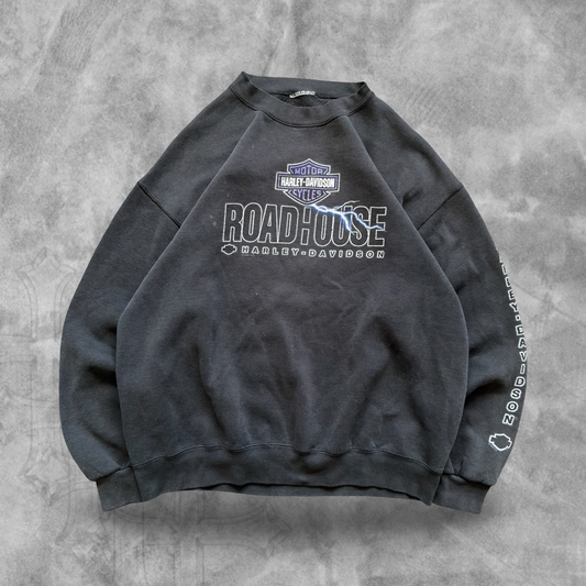 Faded Black Harley Davidson Roadhouse Sweatshirt 1990s (M)
