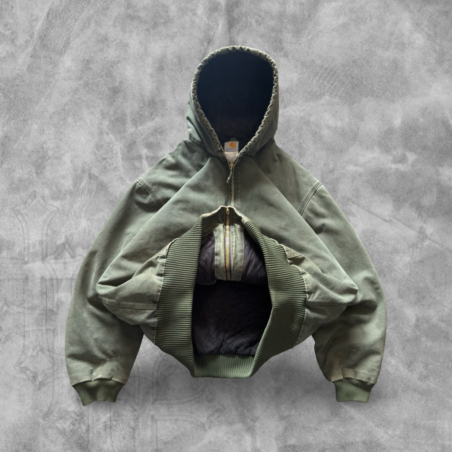 Moss Green Carhartt Hooded Jacket 2000s (XXL)
