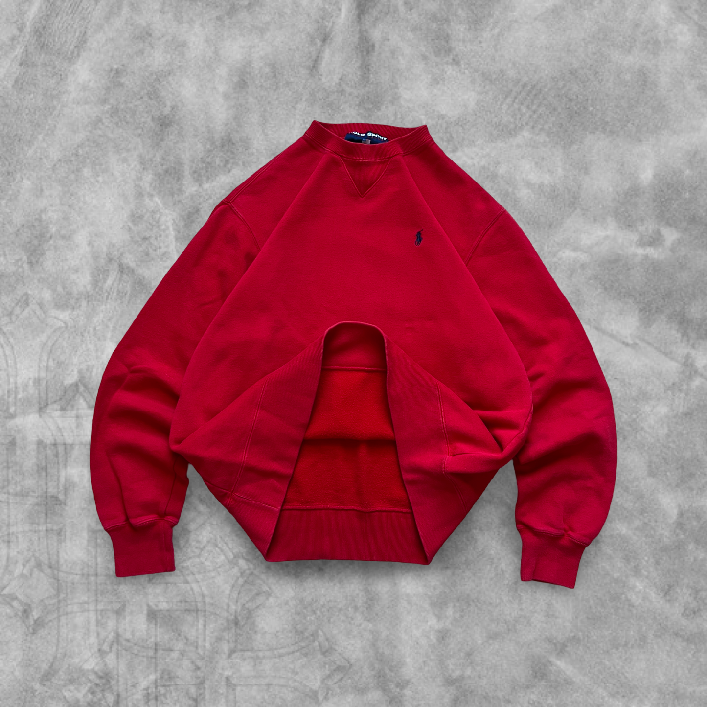 Cherry Red Polo Sport Sweatshirt 1990s (M)