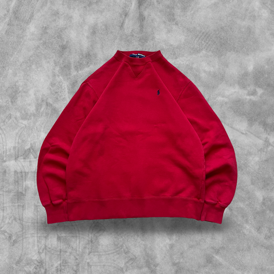 Cherry Red Polo Sport Sweatshirt 1990s (M)