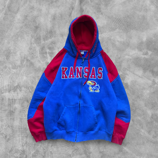 Royal Blue Kansas Jayhawks Hooded Jacket 2000s (L)